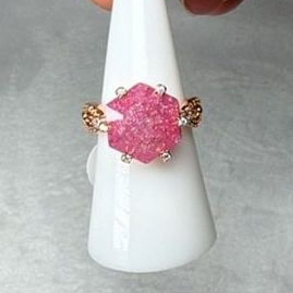 BP Majestic Trinity Created Pink Ice Crystal Rose Gold Links Size 7