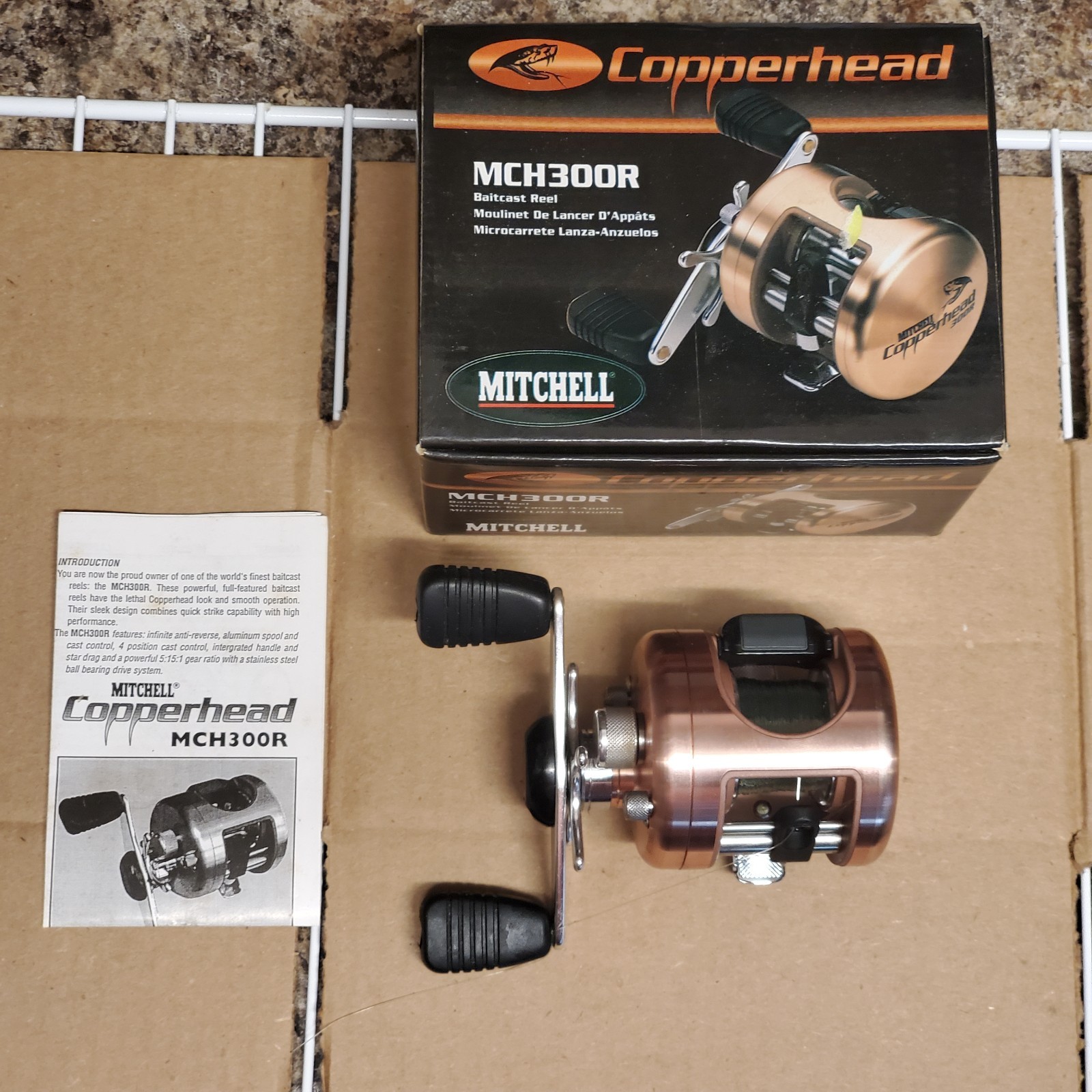 Mitchell Copperhead 300R Baitcast Fishing Reel w/ Box EUC 
