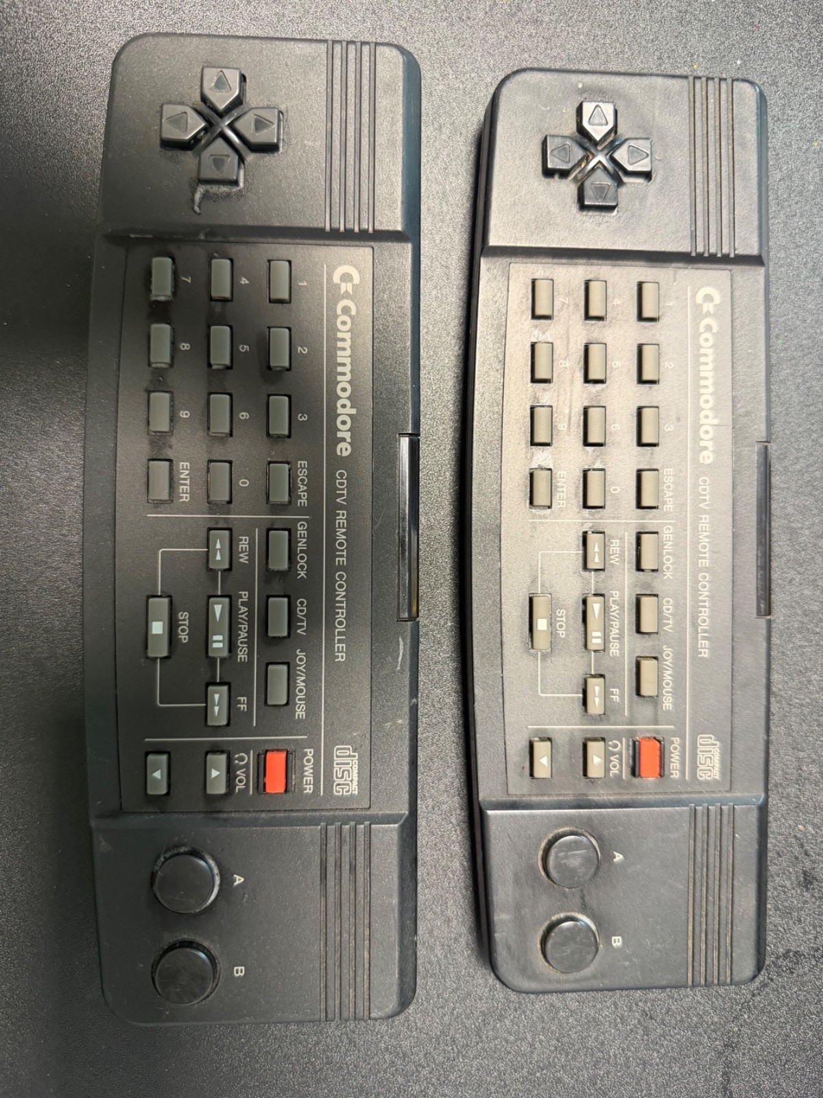 RARE LOT OF 2 REMOTE CONTROLLER CONTROL UNIT 252594-01. COMMODORE AMIGA CDTV.