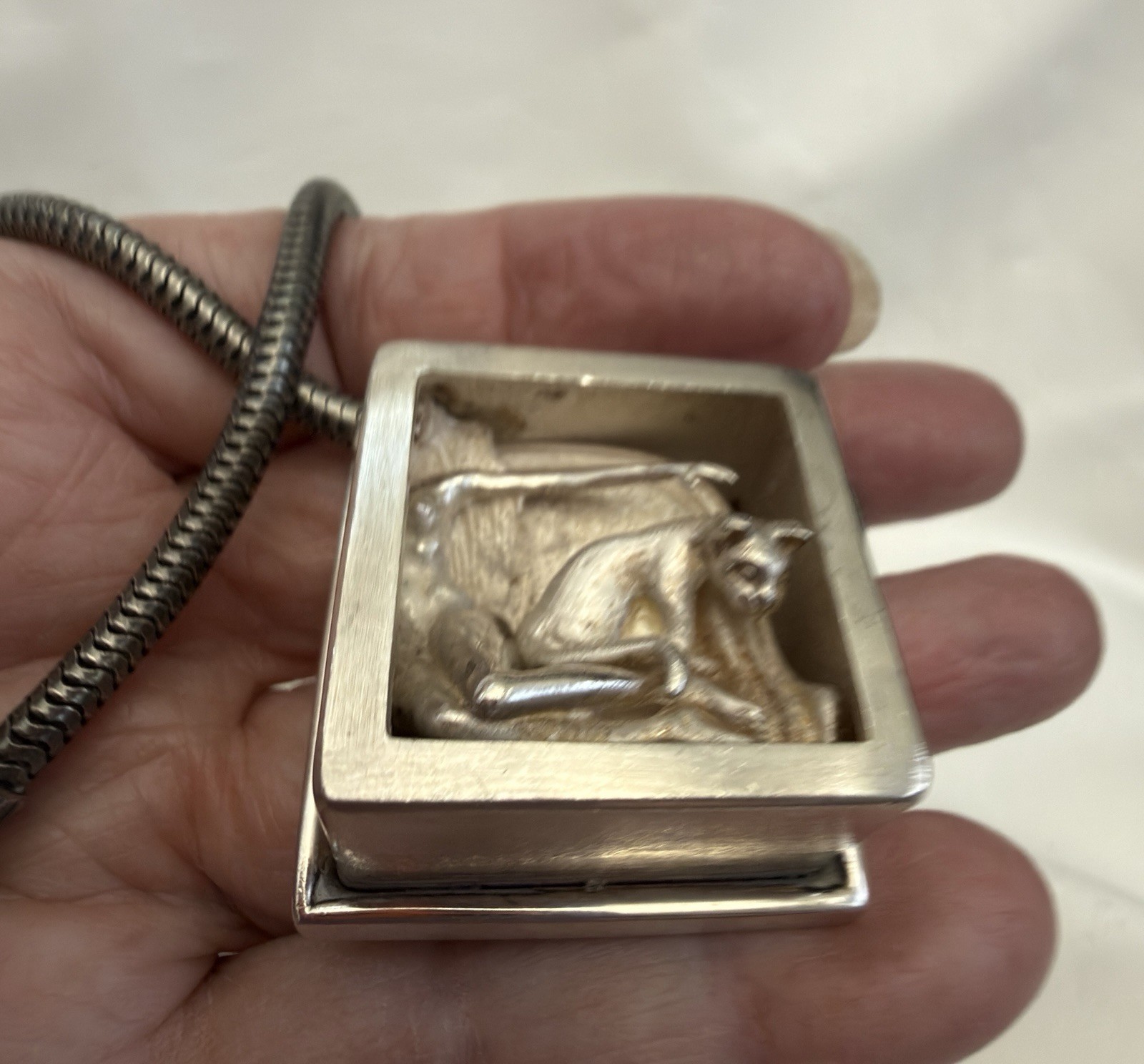 RARE HUGE Artisan James Yesberger CAT Necklace Sterling Signed Heavy 4.4oz OOAK?