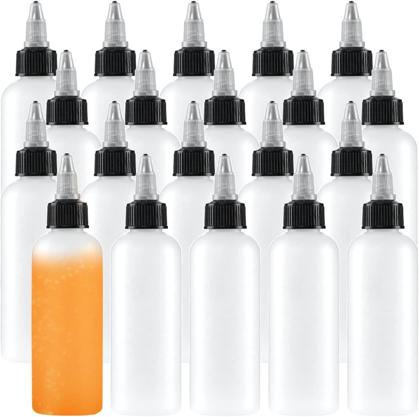 20 Pack 4 Oz Clear Squeeze Bottles Twist Top Cap Dispensing Containers