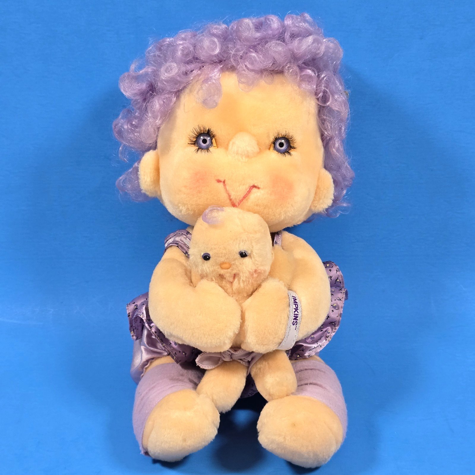 VINTAGE HUGGA BUNCH IMPKINS & NUZZLER PLUSH DOLLS HUGGLETS PURPLE 1985 KENNER