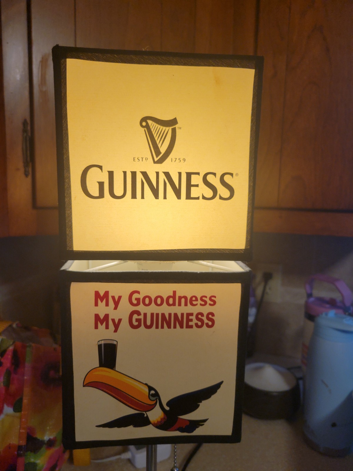 Vintage Guinness Beer Lamp 23” W/ Rotatable Double Box Shade ~ Tested Works