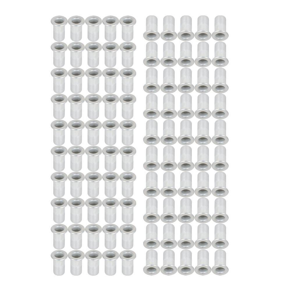 100 Pack 10 - 24 Aluminum Sliver Rivet Nut Rivnut Insert Nutsert SAE New