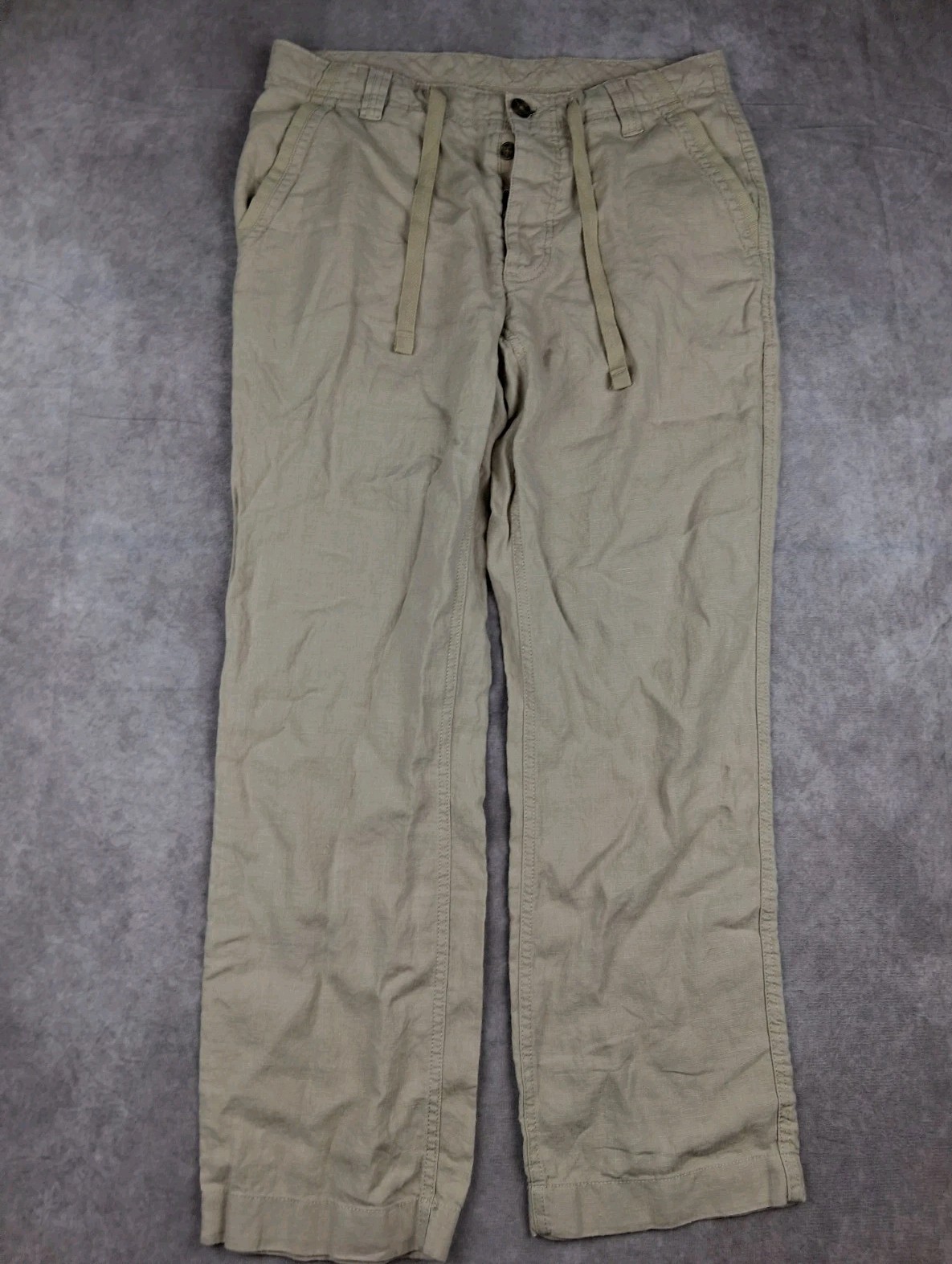 Murano Baird Mcnutt Linen Pants 34x30 Fit Drawstring Button Fly Casual Trousers 