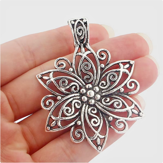 X Large FILIGREE FLOWER BOHEMIAN Pendant 26\