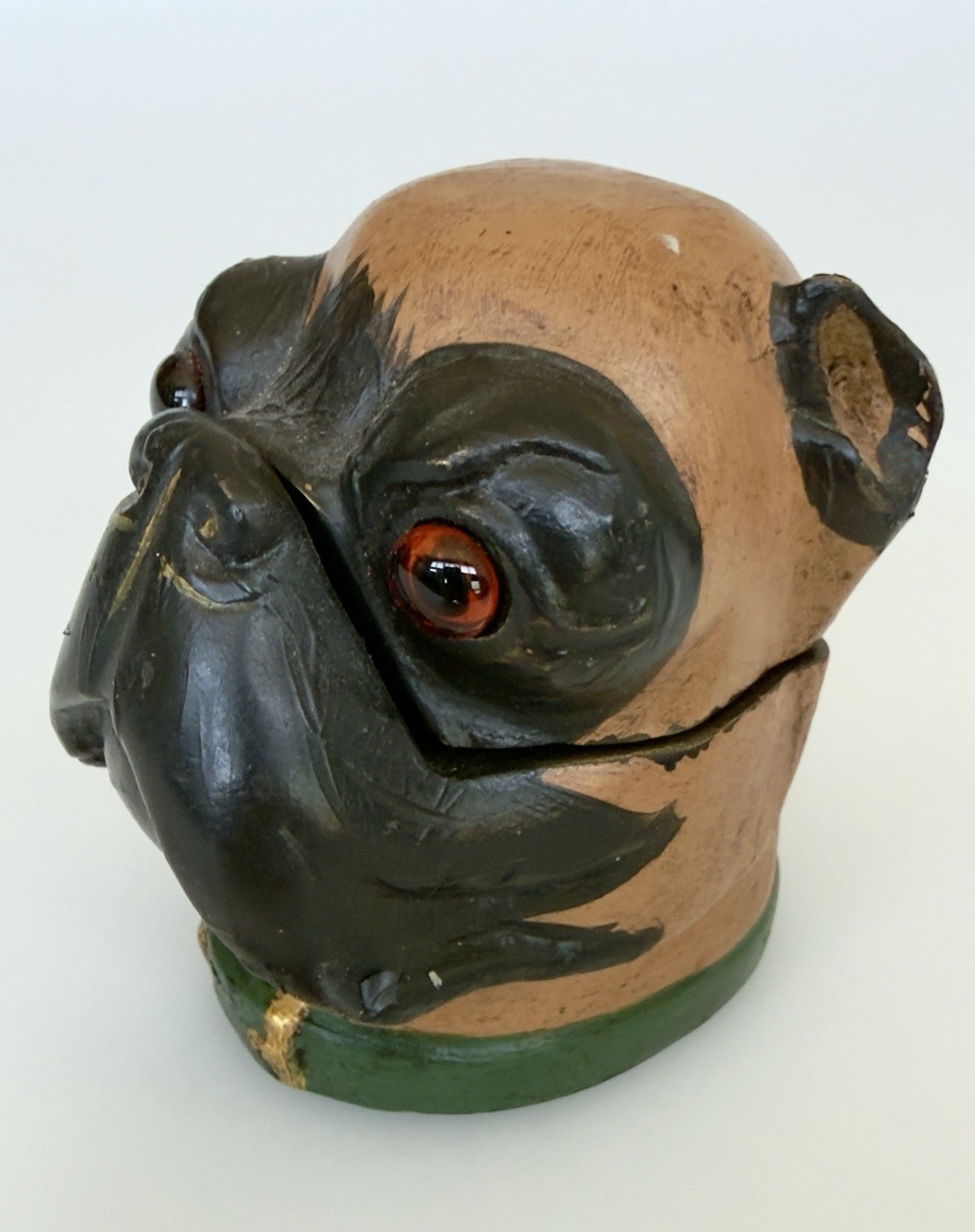 Antique cast metal bull dog inkwell hand painted Antique cast metal bull dog inkwell hand painted