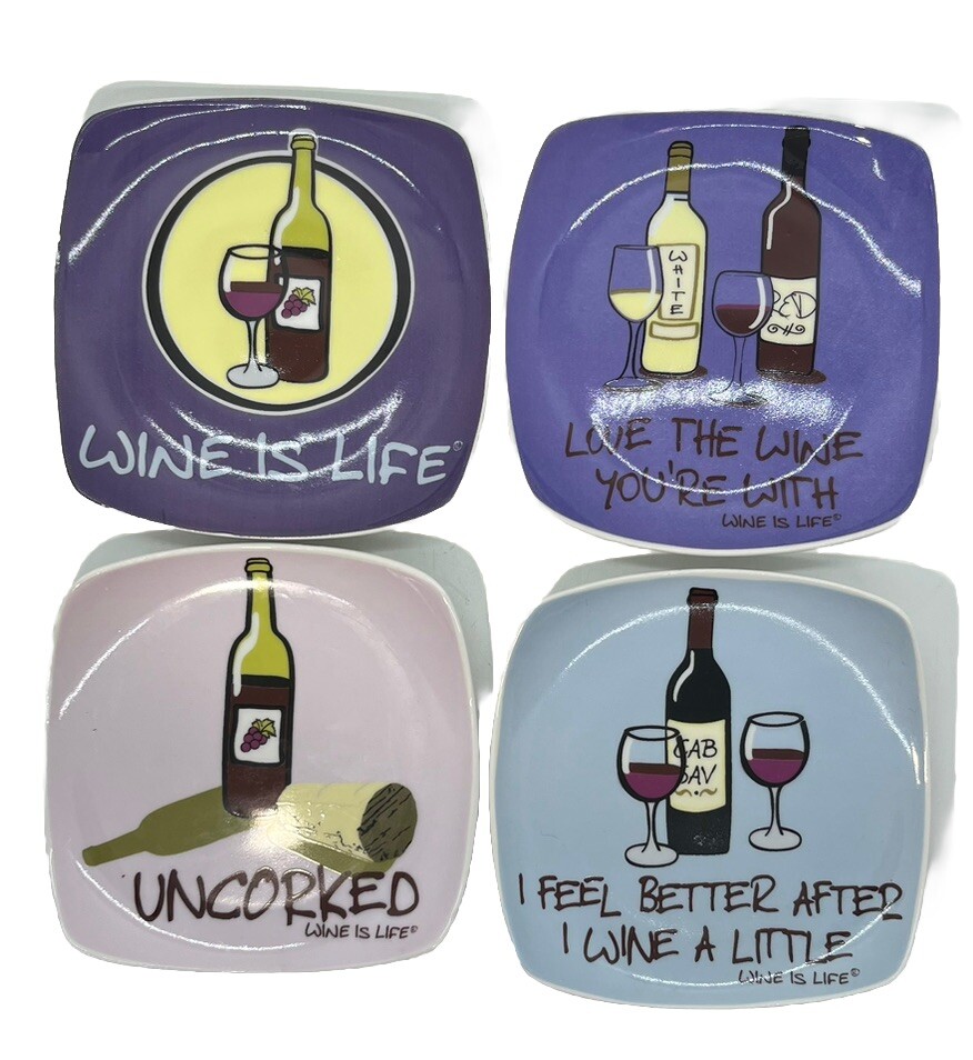 Thirstystone Winers Appetizer Plates (Set of 4) Witty Wine Sayings Collection Thirstystone Winers Appetizer Plates (Set of 4) Witty Wine Sayings Collection