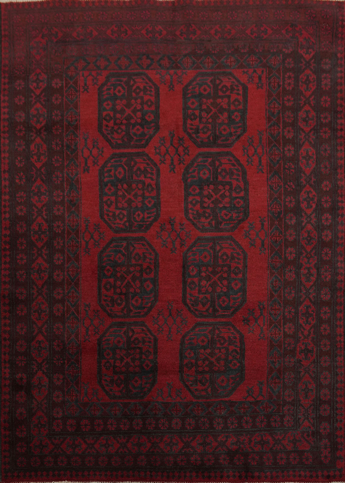 Geometric Balouch Afghan Rug Handmade Wool Cultural Heritage 5x6 ft