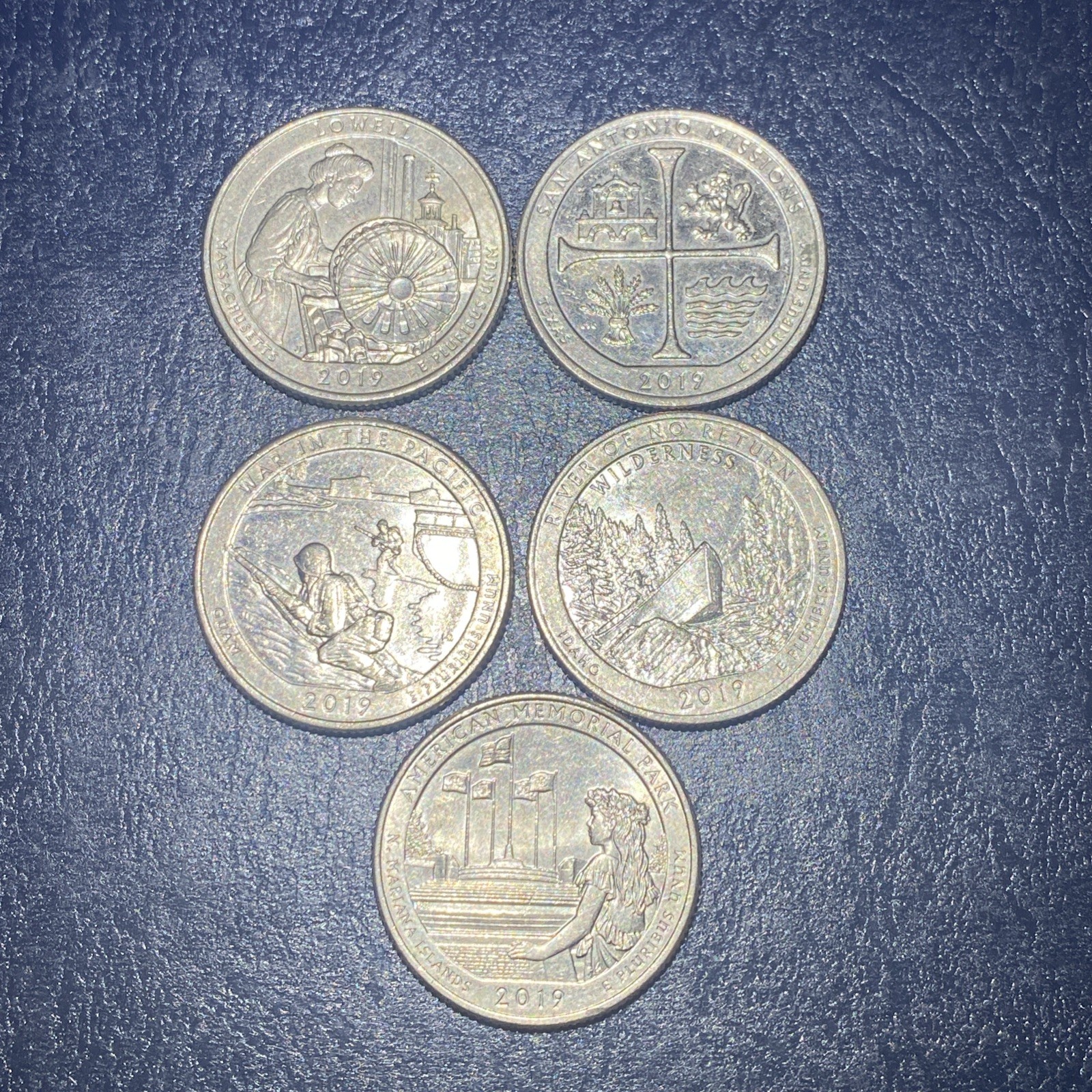 2019 W America the Beautiful Quarters 5-Coin Lot - 2019 W America the Beautiful Quarters 5-Coin Lot -