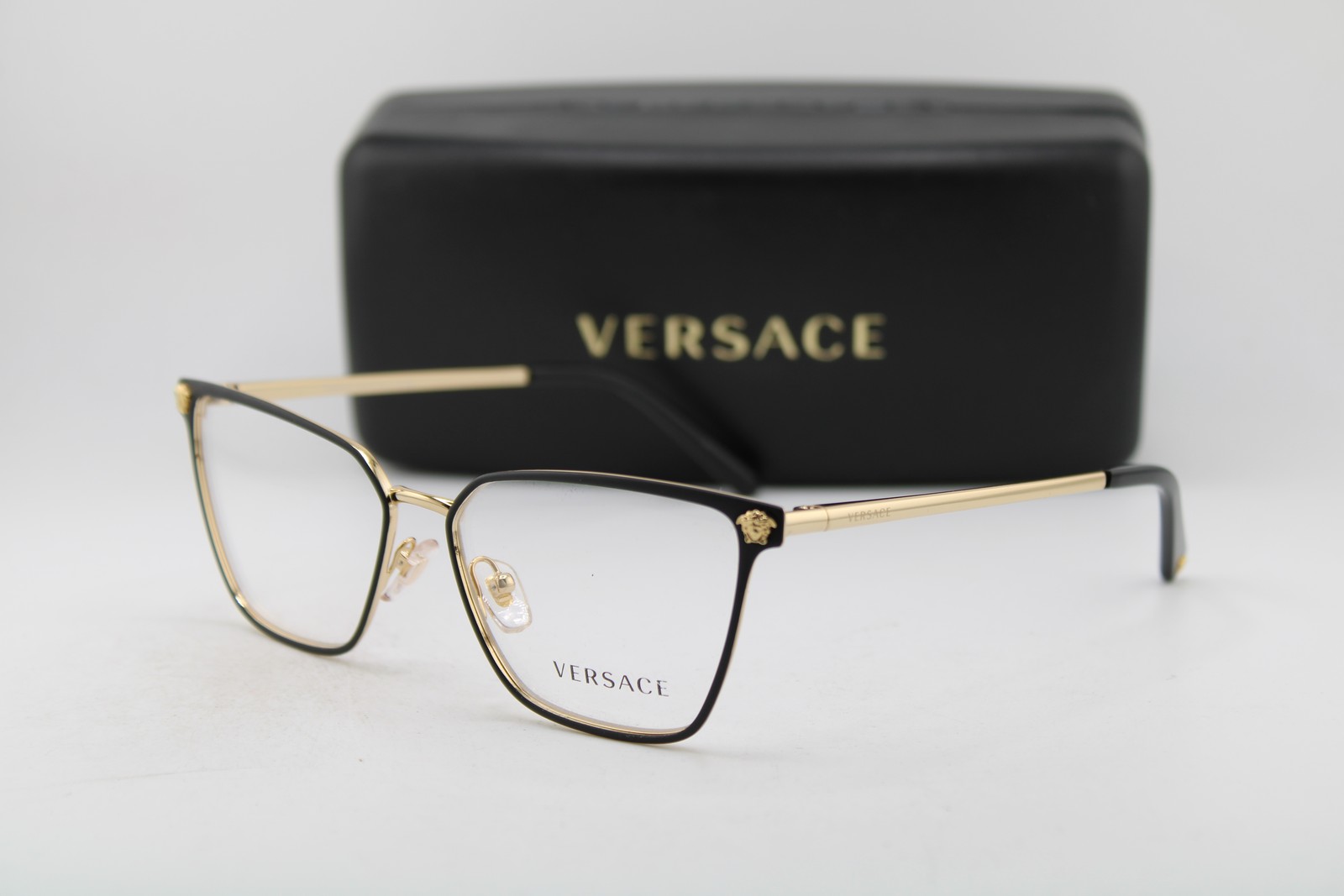 NEW VERSACE MOD. 1275 1433 BLACK GOLD GUNMETAL AUTHENTIC EYEGLASSES 54-15