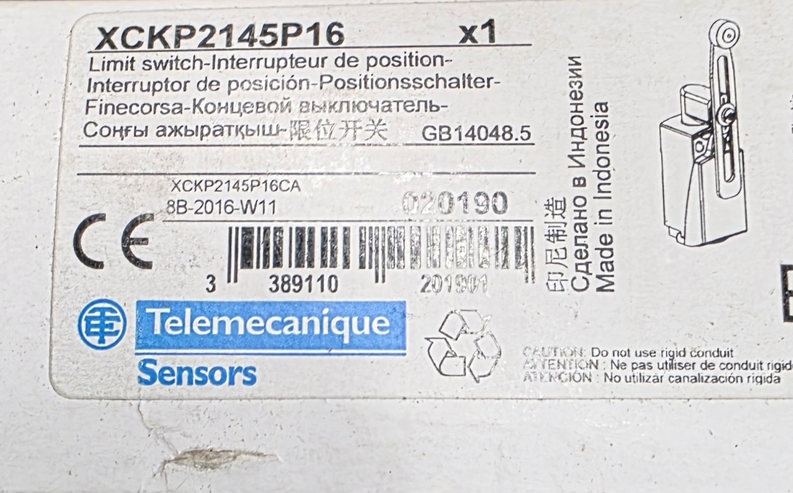 Telemecanique / Schneider Electric XCKP2145P16 Industrial Limit Switch - New Telemecanique / Schneider Electric XCKP2145P16 Industrial Limit Switch - New