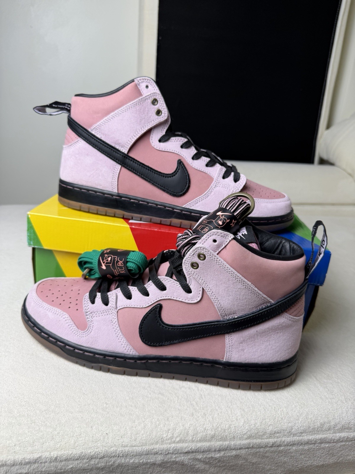 Nike SB Dunk High Pro QS Skateboarding Shoes Pink/Black US 11.5 Medium (D,M)
