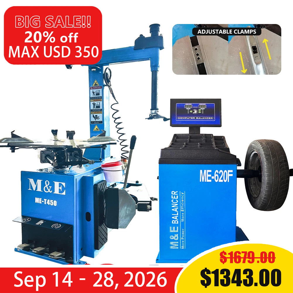 M&E Tire Changer Machine ME-T450 + Wheel Balancer ME-620F Garage Equipment