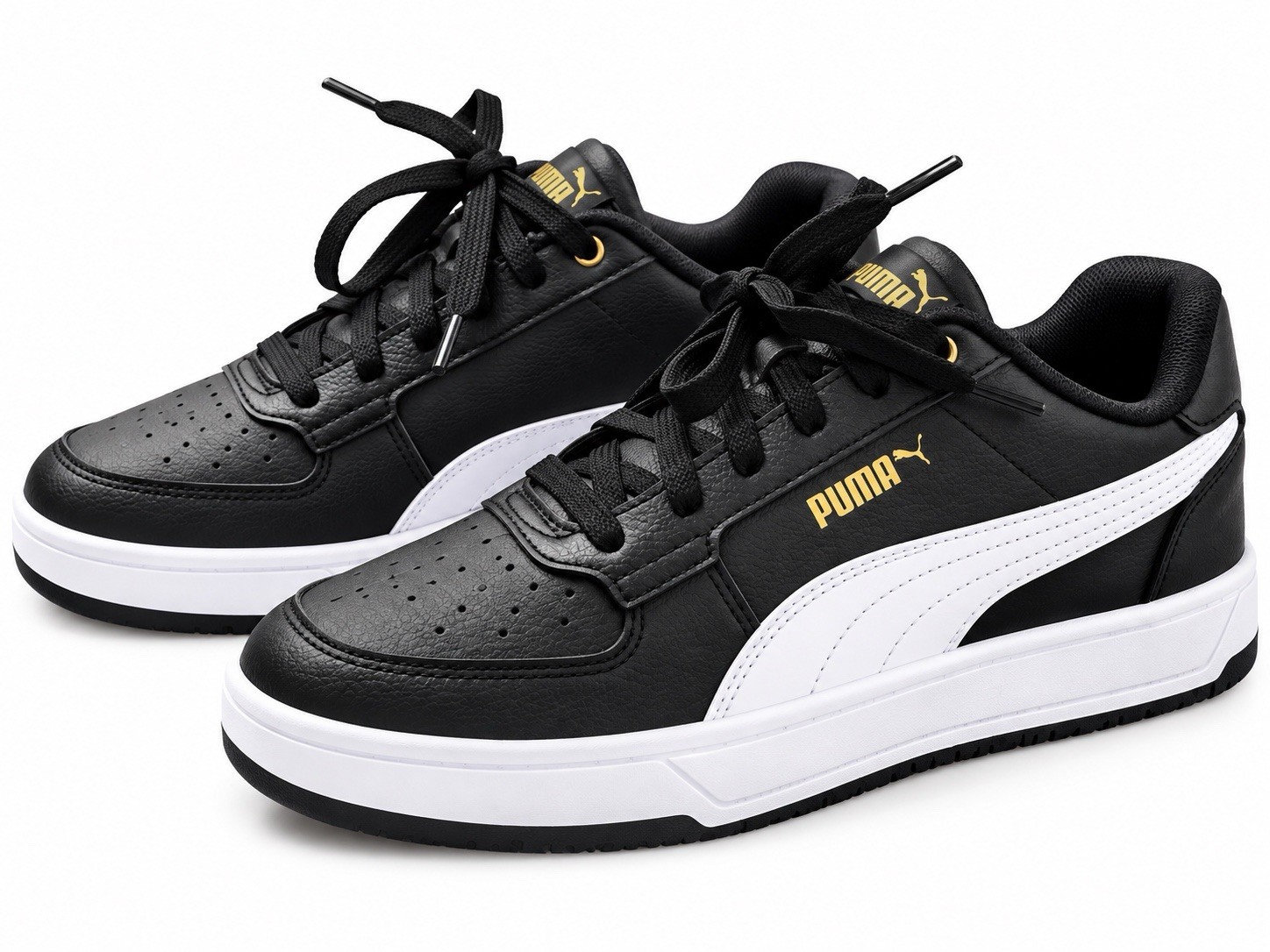 PUMA Caven 2.0 - 8 Men\'s Low Top Lace-Up Sneakers Black White Gold