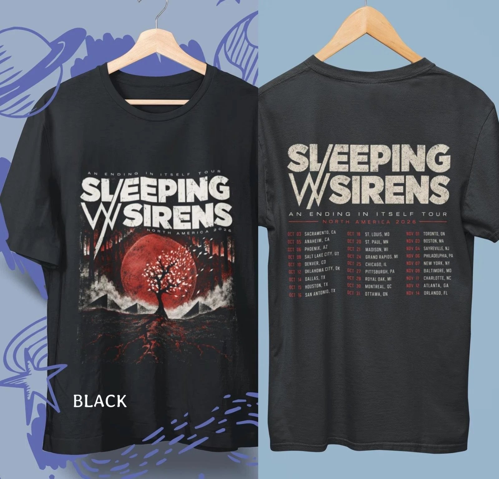 Sleeping With Sirens Tour 2026 Two Sided T-Shirt S-5XL  NT134