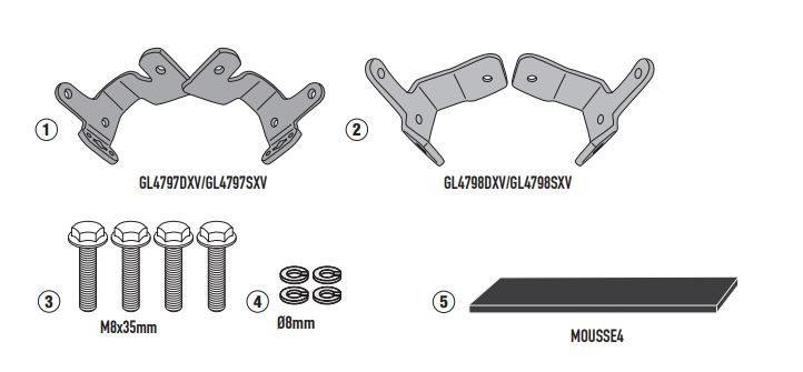 Givi 1192KITPX Adapter Kit For Luggage Racks PLO1192MK, PLO1192CAM, PLX1192