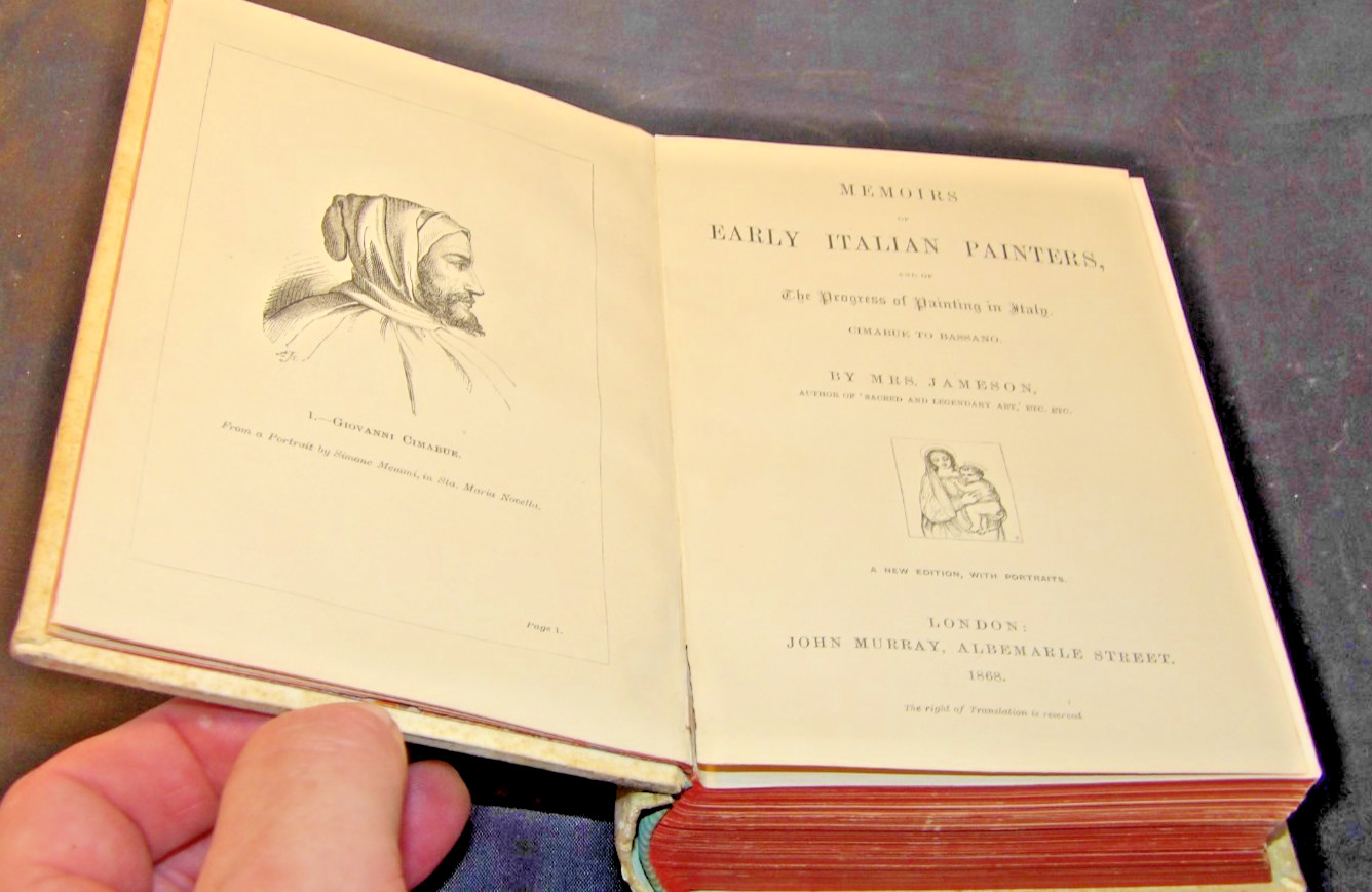 1868 -Revised Edition-Memoirs of Early Italian Painters MRS Jameson