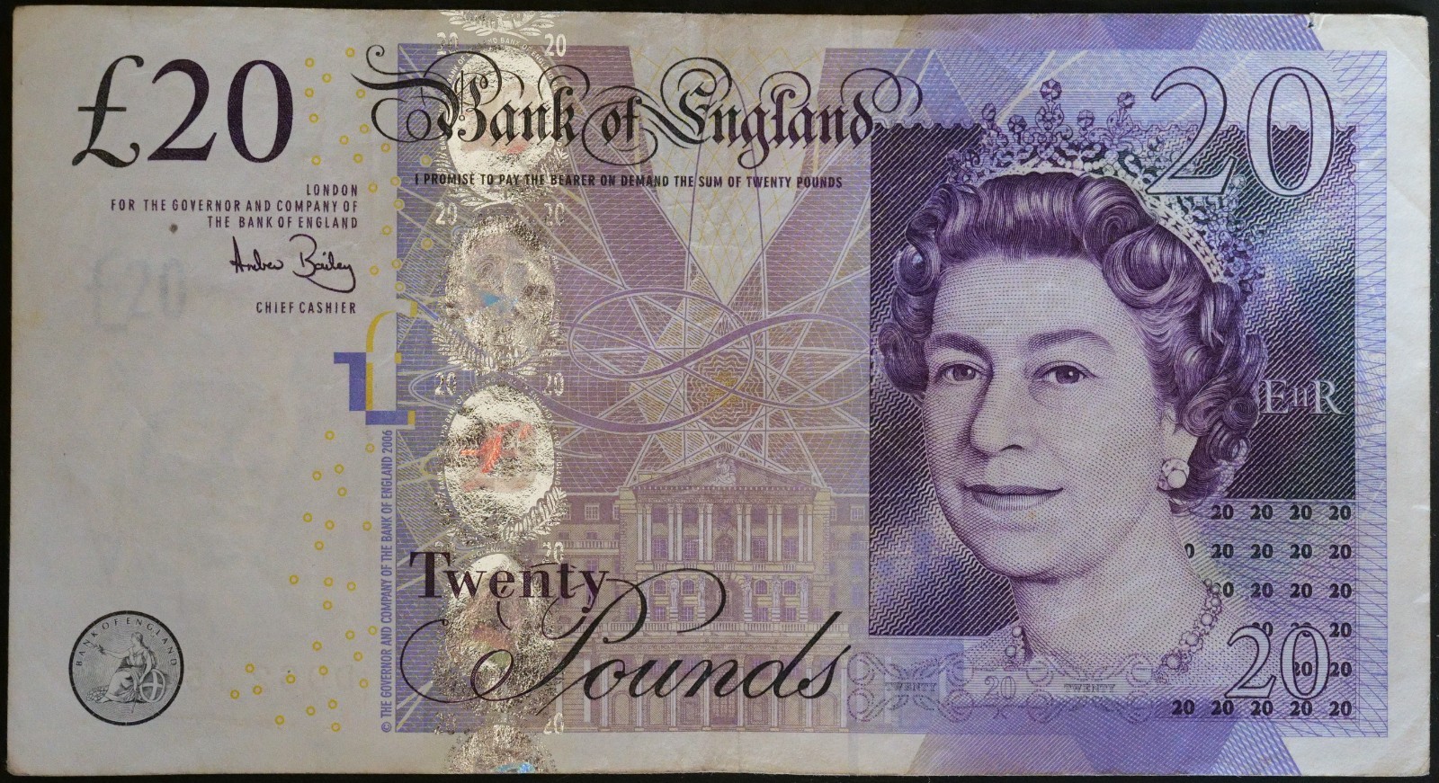 Great Britain Bank of England £20 pounds Note 20 Pound Queen Elizabeth II