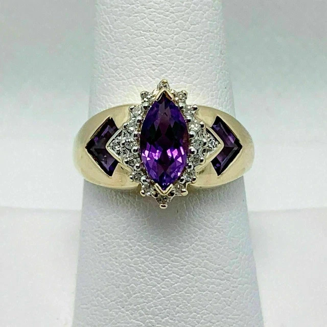 2.20Ct Marquise Lab Created Amethyst Women\'s Wedding Ring 14k Yellow Gold Plated