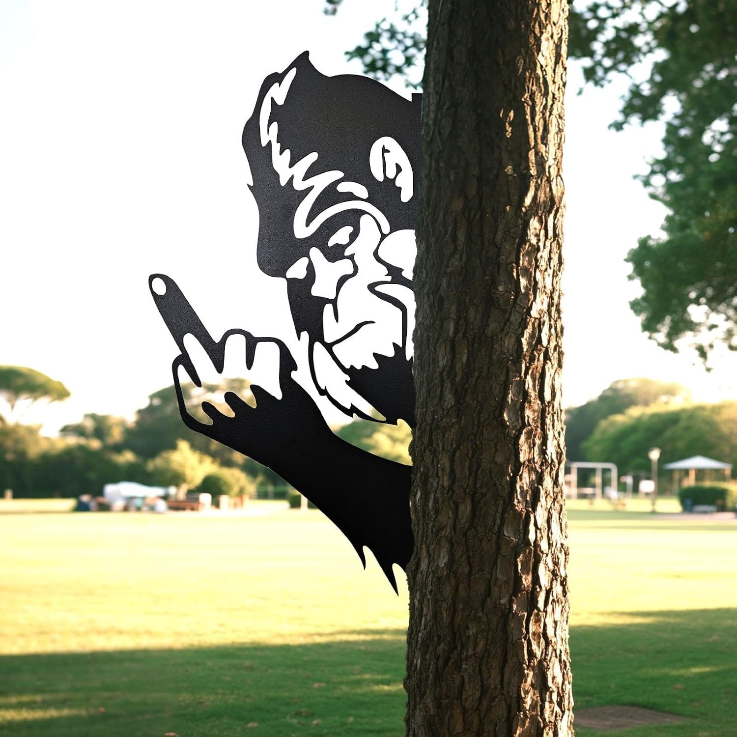 Peaking a Boo Flipping off Bigfoot Animal Metal Sign Art Ornament, Middle Finger Peaking a Boo Flipping off Bigfoot Animal Metal Sign Art Ornament, Middle Finger