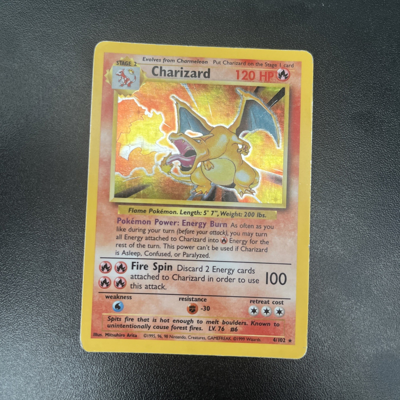 Charizard 4/102 Base Set Unlimited Holo Rare 1999 English MP