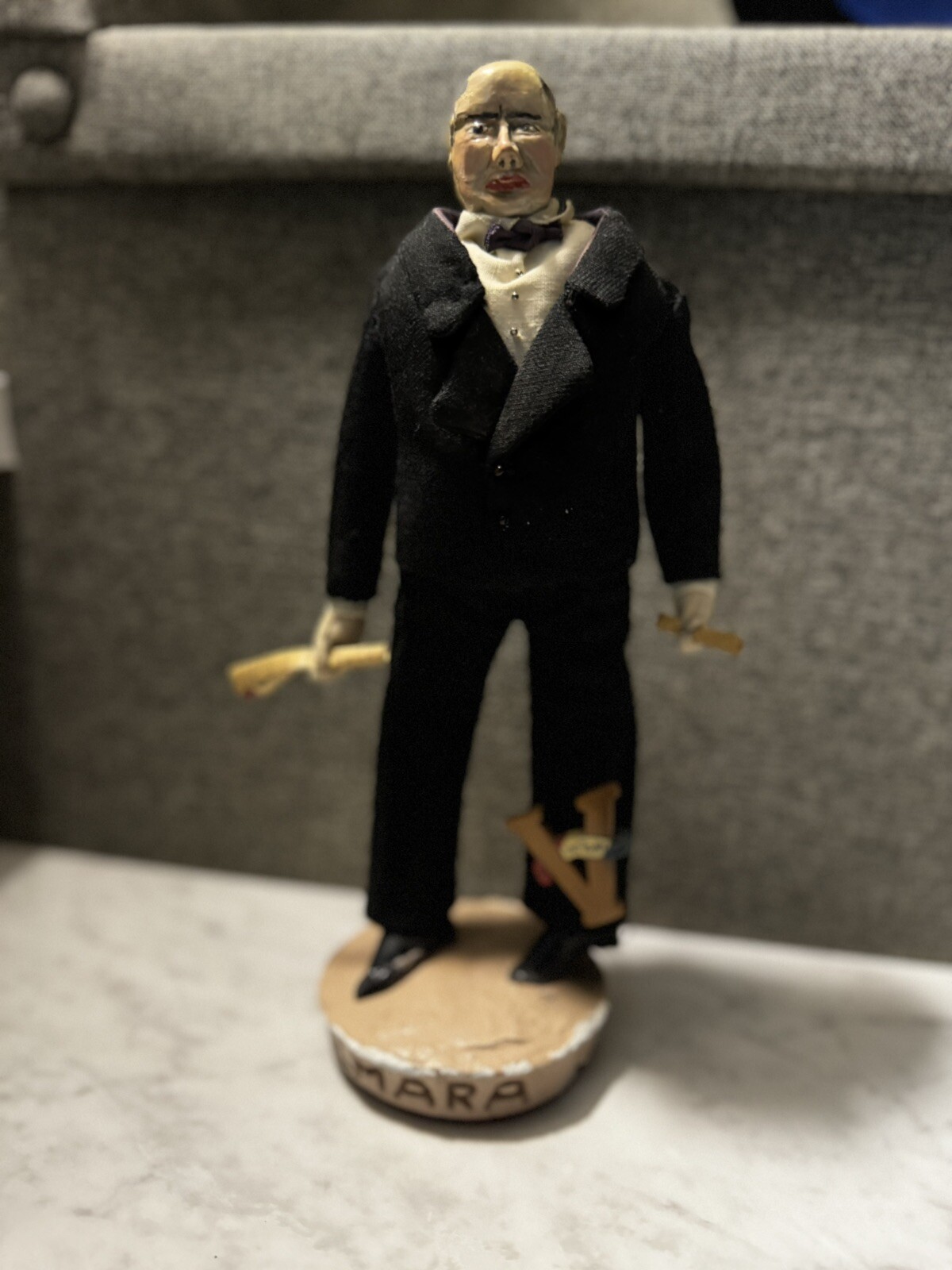 Amazing Original WW2 Folk Art Winston Churchill Victory Plaster Figure Amazing Original WW2 Folk Art Winston Churchill Victory Plaster Figure