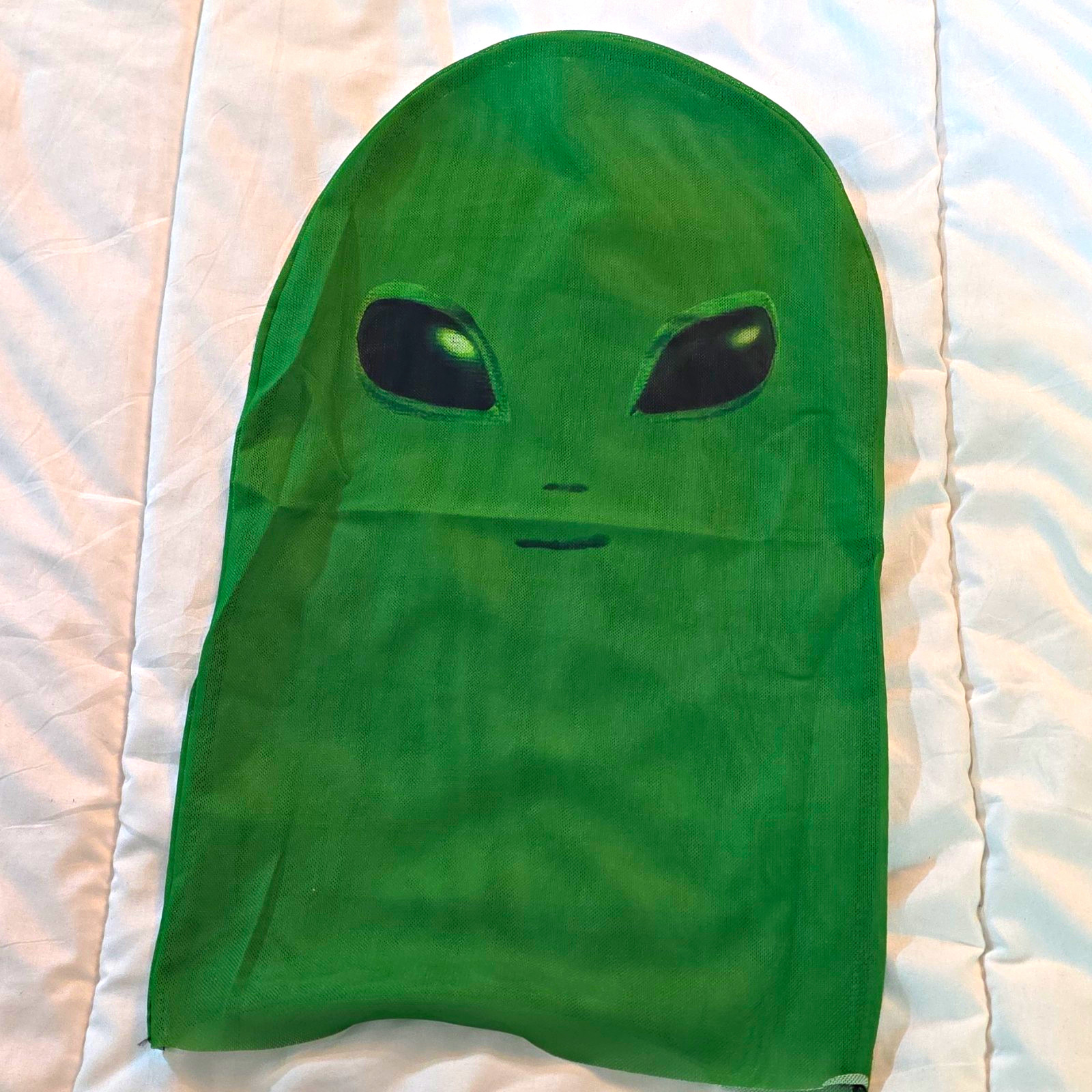 Alien Full Face Fabric Mask Green/Black Lightweight Adult Unisex One Size