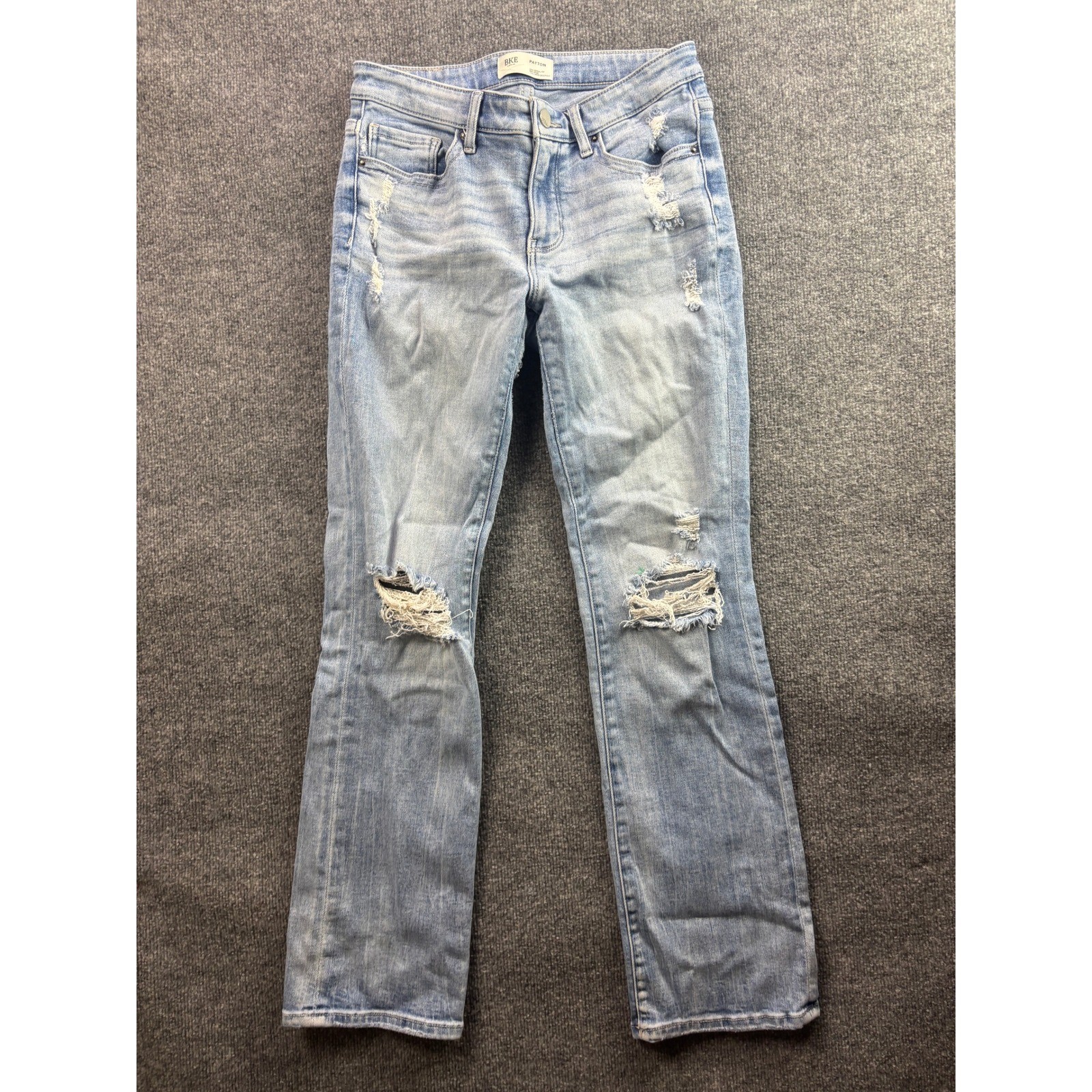 BKE Payton Bootcut Jeans Womens 27 Light Wash Distressed Mid Rise Denim