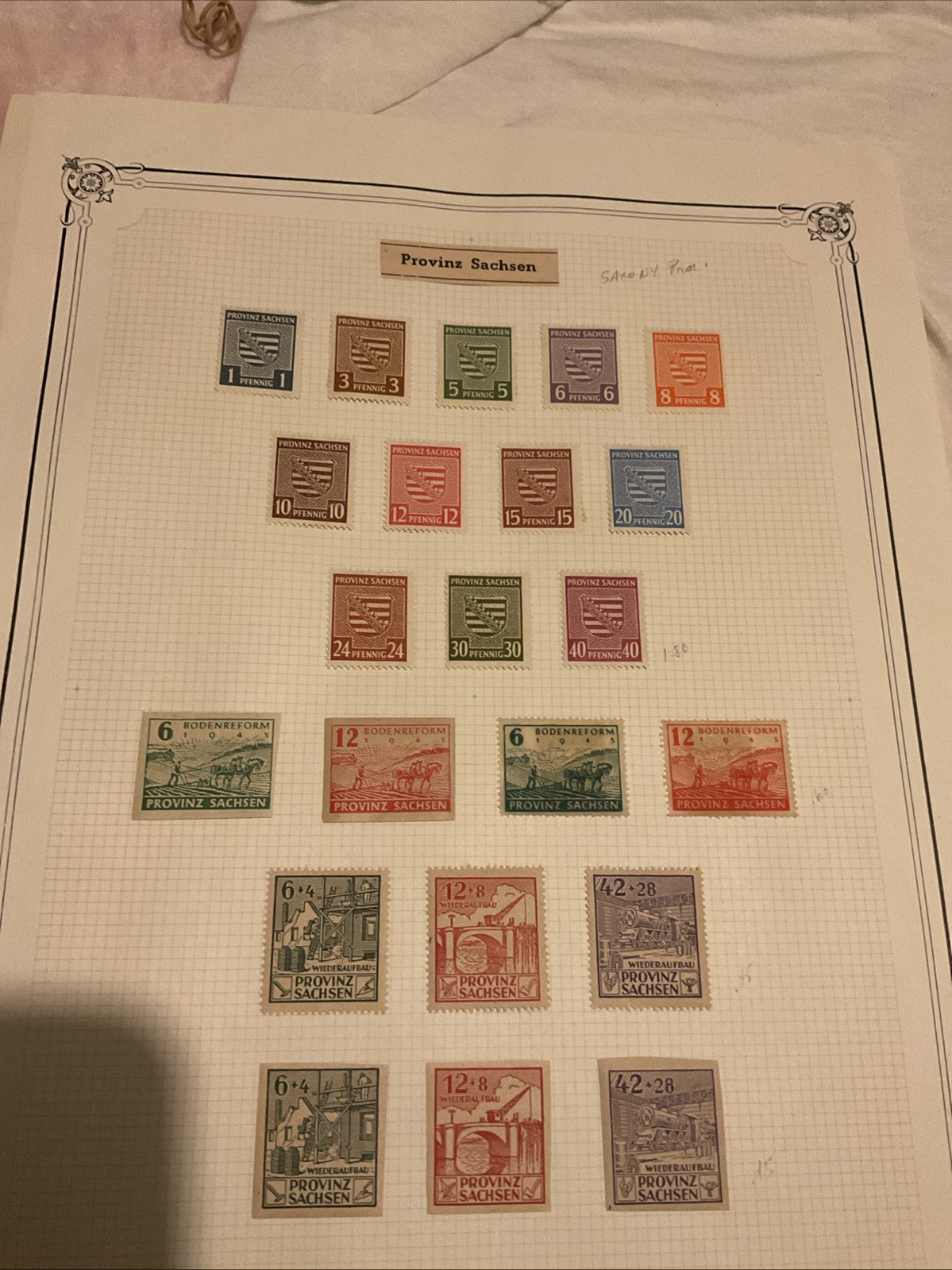 GERMANY SAXONY-1945-46-Soviet Zone-lot of 22 Stamps on Album Page-MH-#30