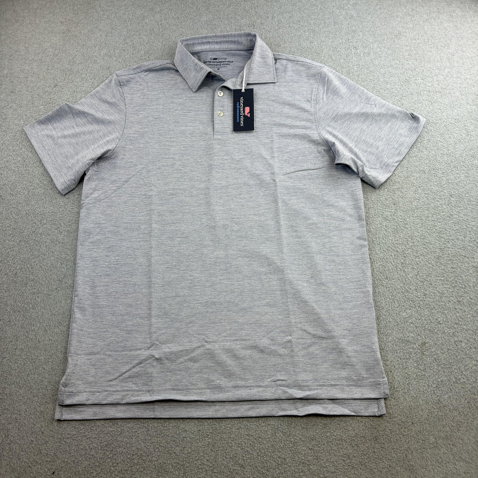 Vineyard Vines OTG Sankaty Polo Shirt Mens Medium Blue Stripe Golf Performance