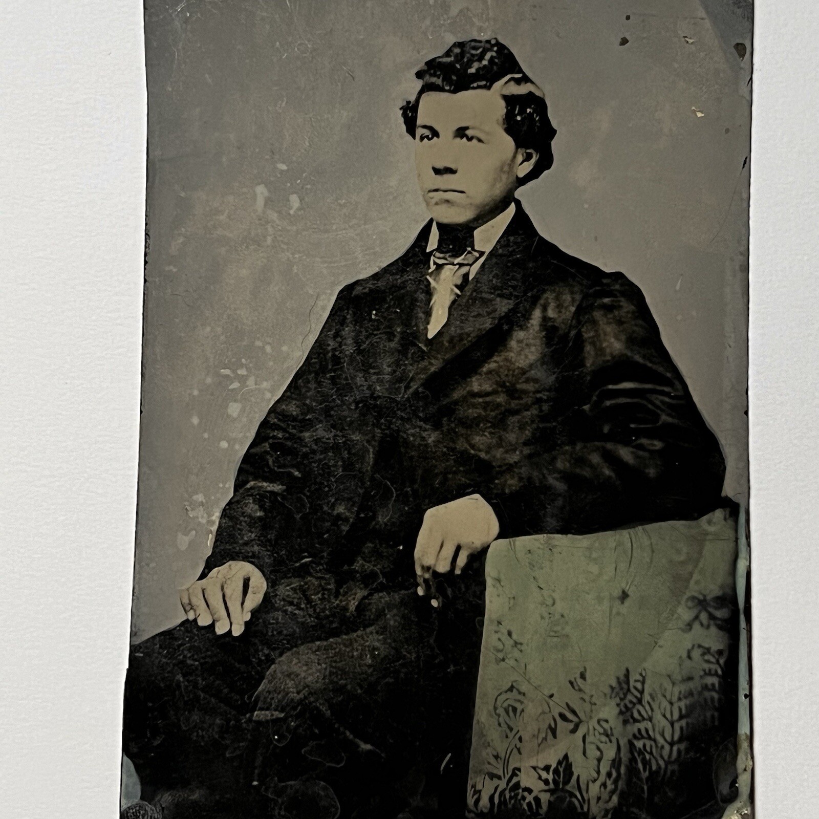 Antique Large 1/2 Full Plate Tintype Photograph Handsome Charming Young Man