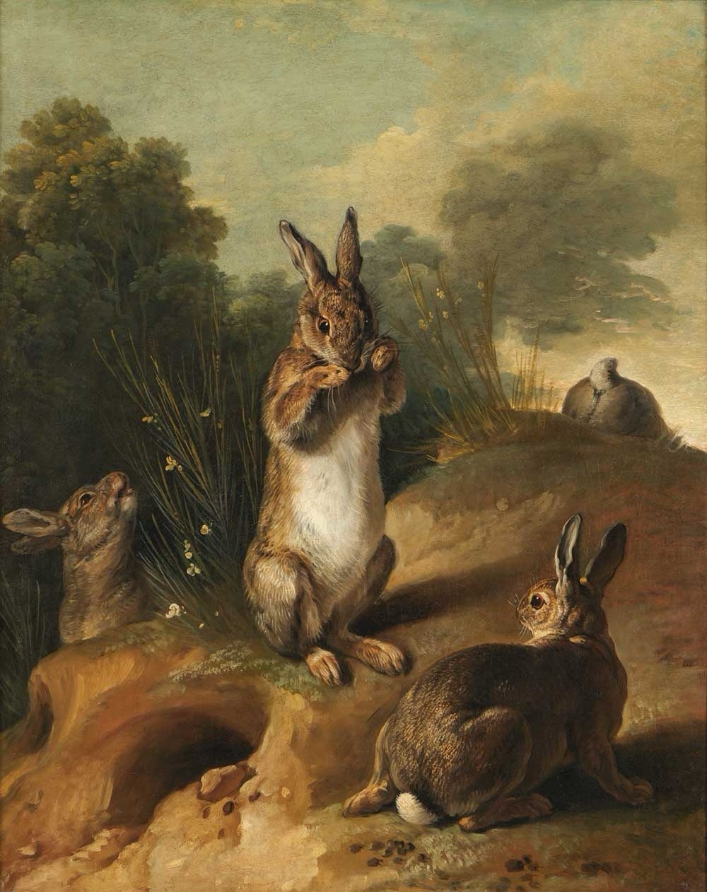 1700s Antique “Rabbits” Painting Reproduction Giclee Print Fine Art Paper