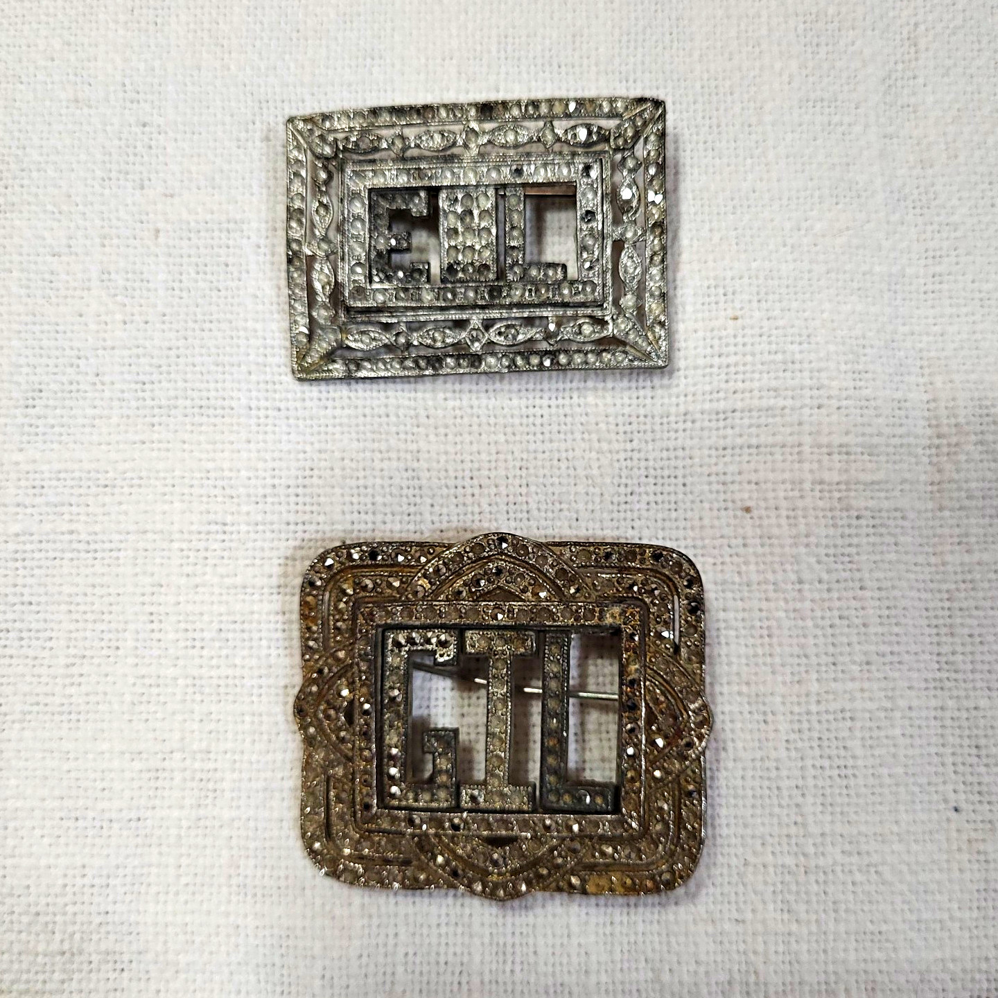 Early 20th Century Art Deco Initial Brooches.