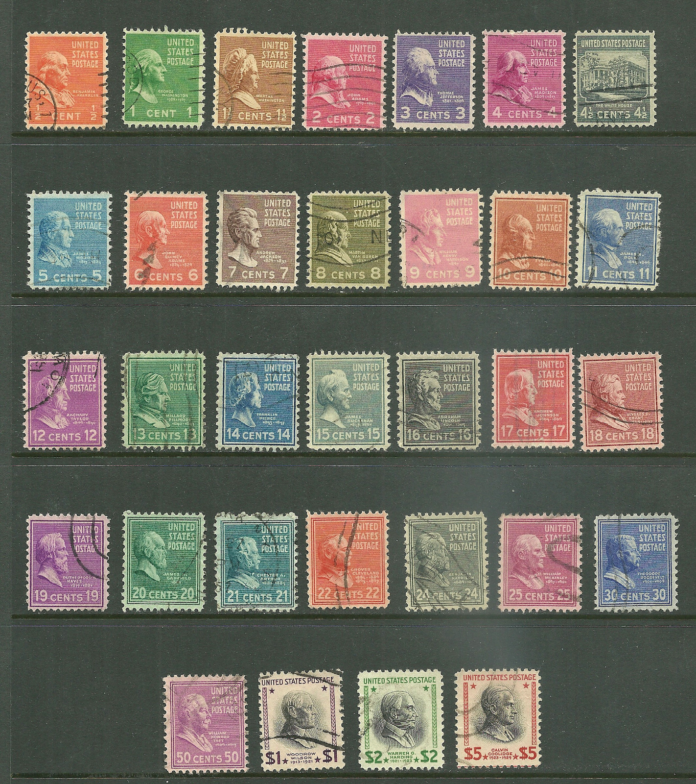 1938 US Presidential Prexie Issue SC 803-834 Set of 32 well picked used F/VF/XF