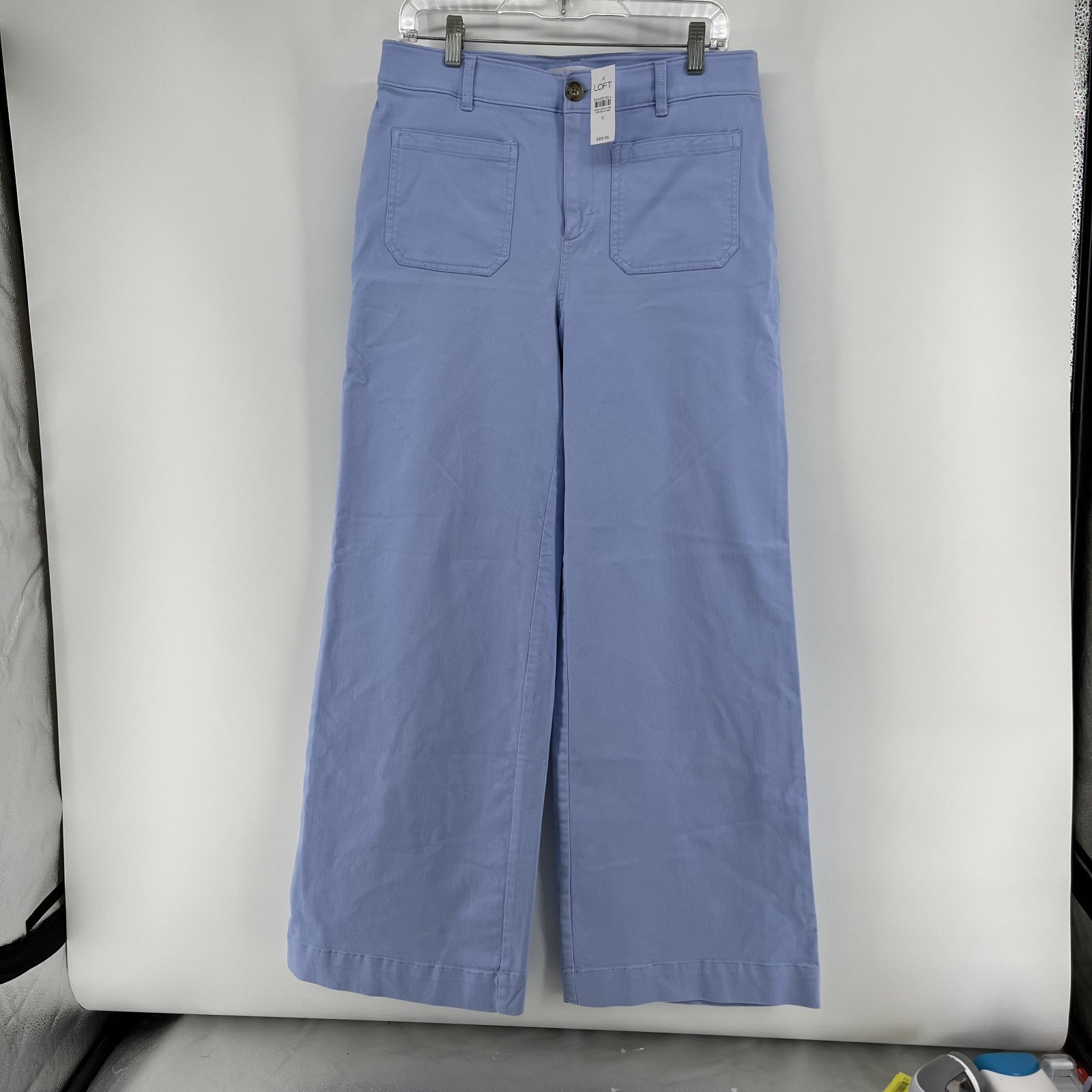 Loft Ann Taylor Pants Women 8 Blue Wide Leg Trousers Jeans Career $89.95