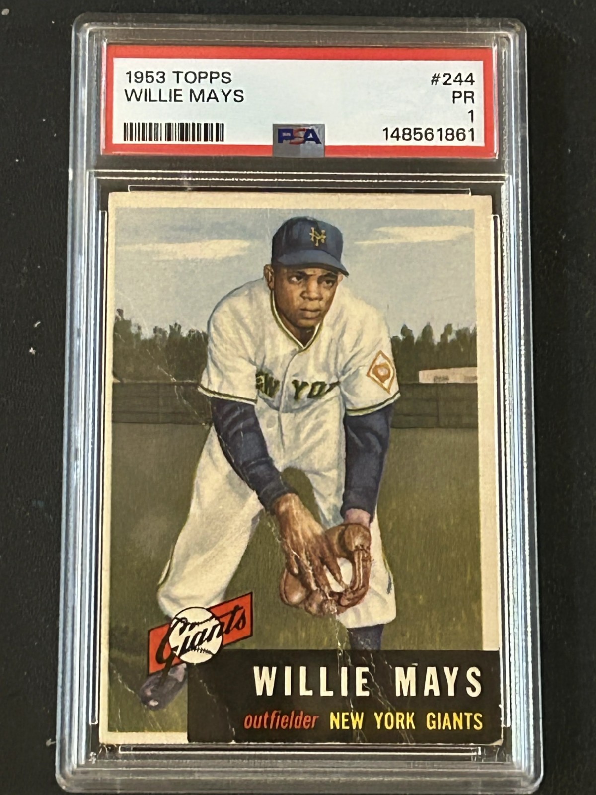 1953 Topps #244 WILLIE MAYS New York Giants Brand New Label ~ PSA 1 1953 Topps #244 WILLIE MAYS New York Giants Brand New Label ~ PSA 1