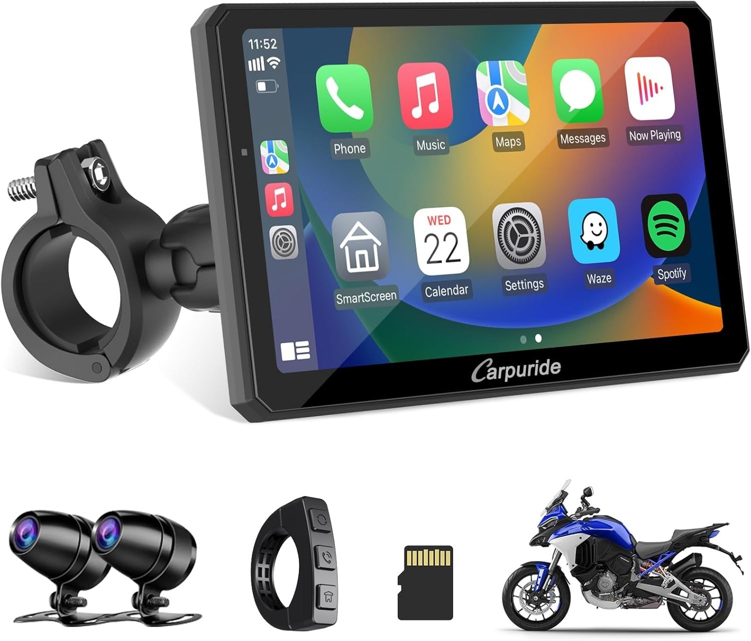 Carpuride W712D Moto CarPlay Android Auto Waterproof Touchscreen