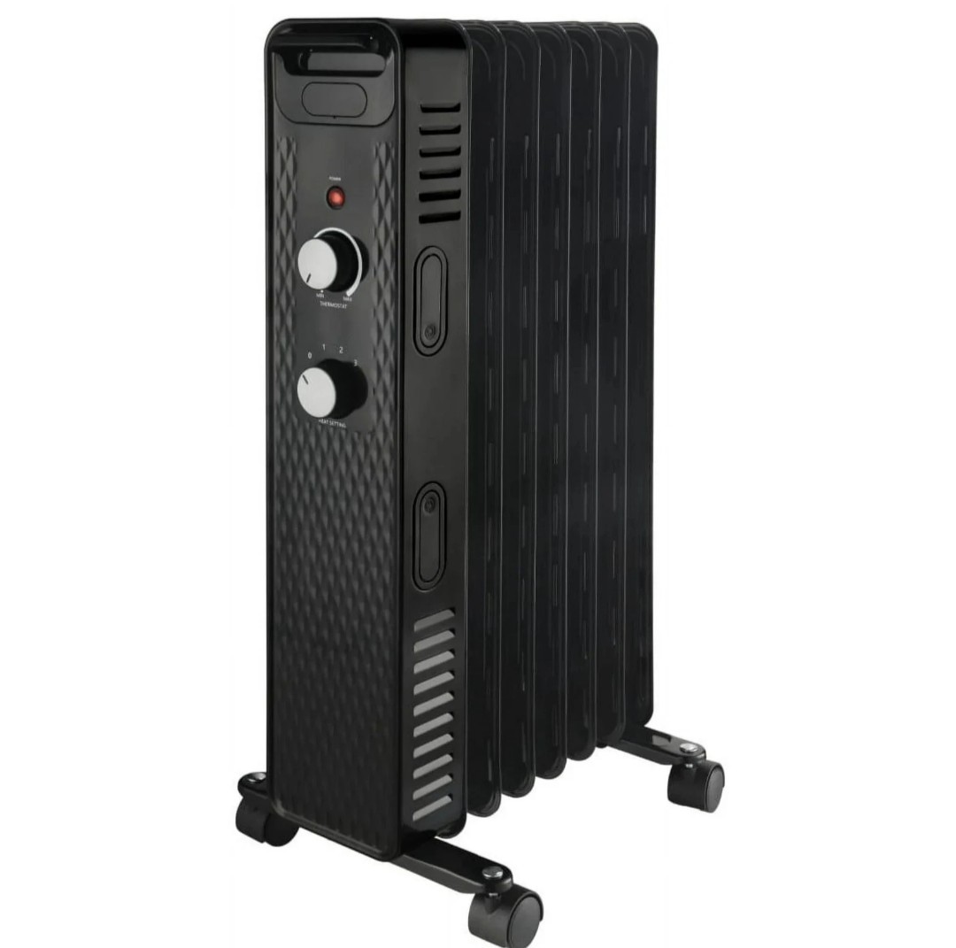 1500W Mainstays Mechanical Oil Filled Electric Radiator Heater Black New In Box 