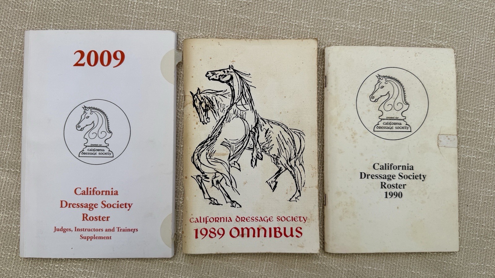 Vintage California Dressage Society 1989 1990 2009 Omnibus Roster Lot of 3