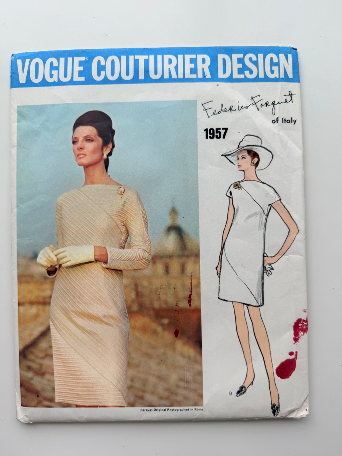 Vintage 1968 Vogue Couturier 1957 Federico Forquet Dress Sz 12 B34 Uncut FF