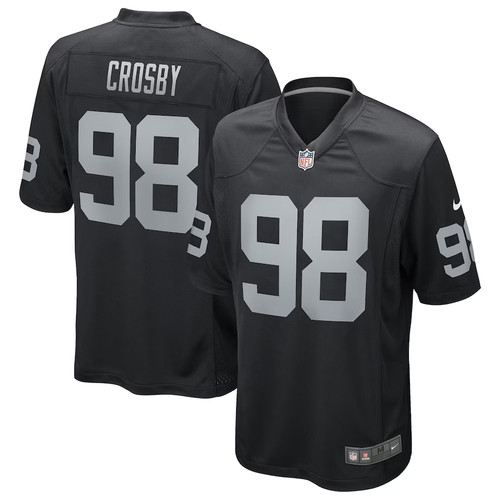 NWT Men\'s #98 Maxx Crosby Black Game Stitched Jersey NWT Men\'s #98 Maxx Crosby Black Game Stitched Jersey