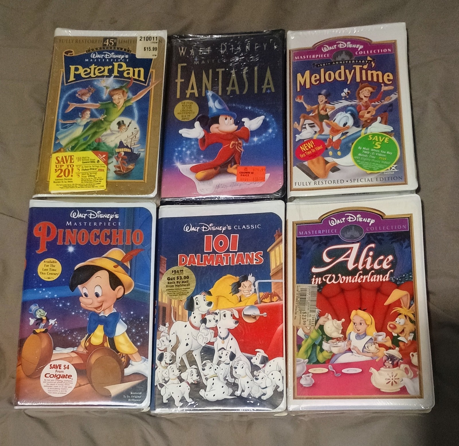 Lot of 6 Vintage Walt Disney VHS Tapes Sealed Brand New Masterpiece Classics