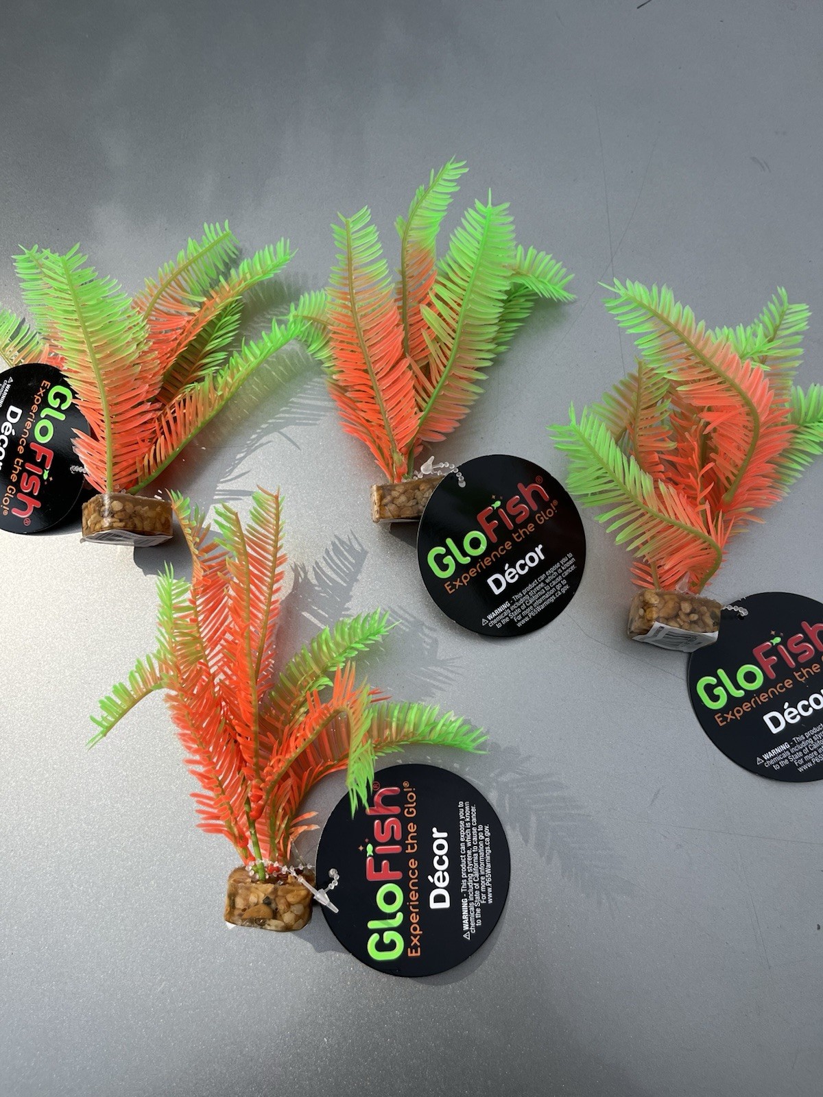 Lot of 4 GloFish Cycle Plant Fluorescent Synthetic Plastic Aquarium Decor Green