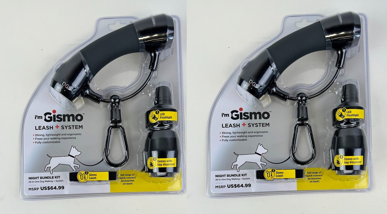 TWO(2) - I\'m Gismo Leash + System Night Bundle Kit All In One Dog Walking System