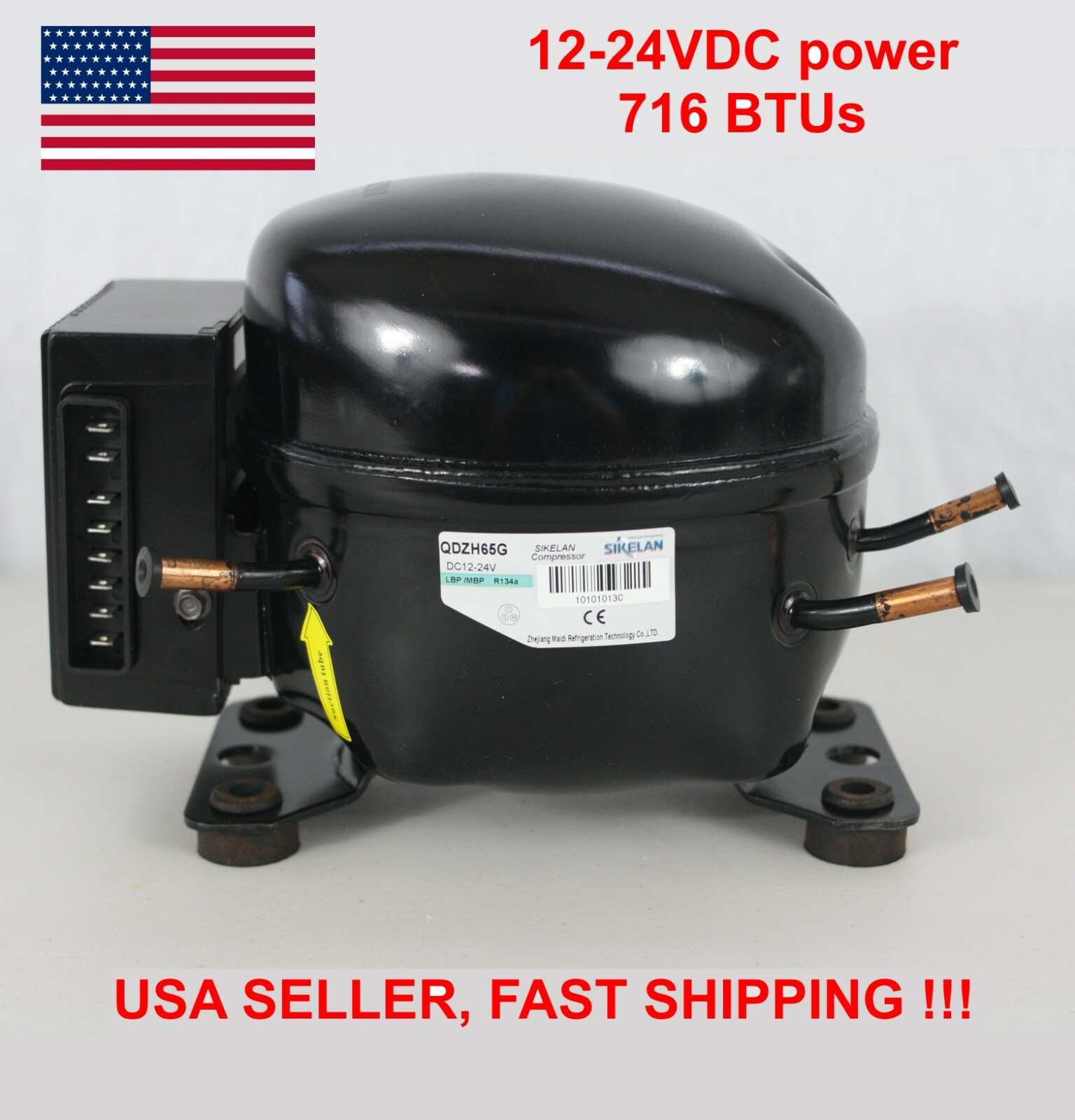Sikelan QDZH65G 12V 24V DC R134A Refrigeration Compressor Mobile Marine Off-Grid