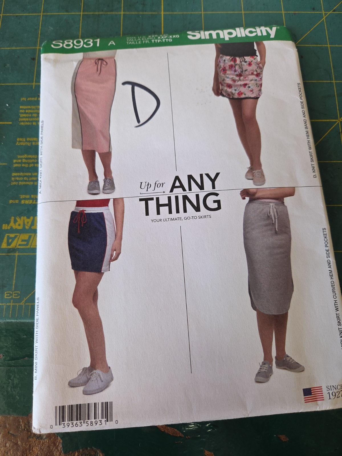 Simplicity Pattern S8931 Ms UP FOR ANYTHING (4) Styles of Knit Skirts Sz XXS-XXL