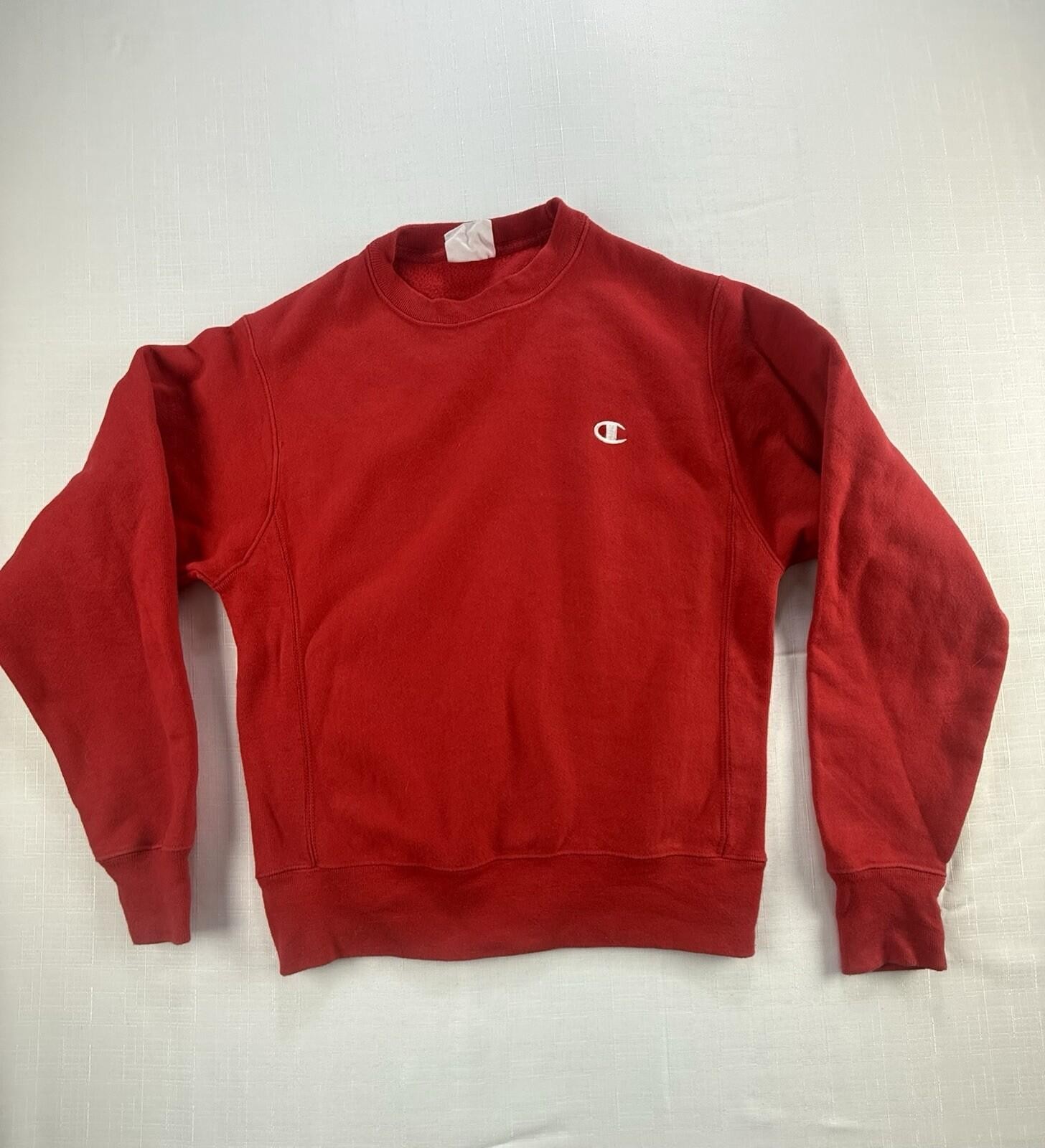 Vintage Champion Reverse Weave Sweatshirt Men Small Red Crewneck Embroidered