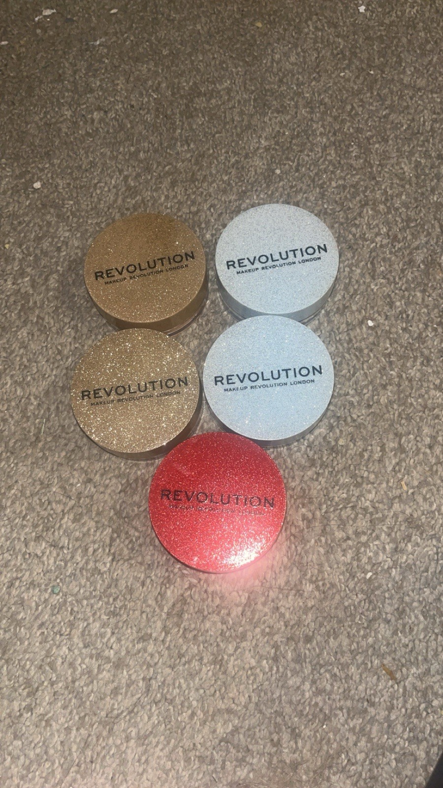 Revolution Highlighter Shimmer Lot of 5 Bronze Gold Silver Red Shades