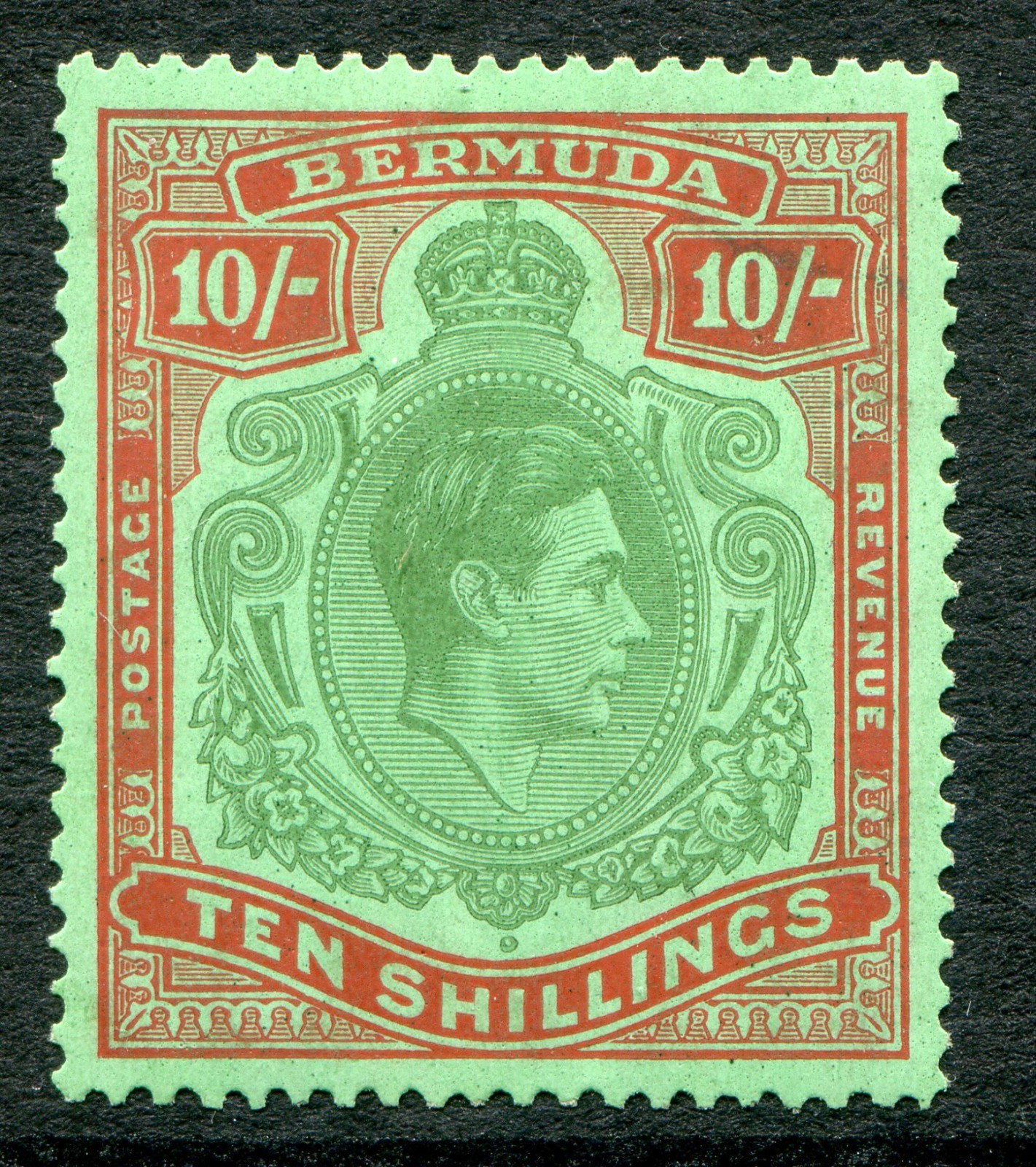 Bermuda 1938-53 perf. 14 10s SG 119c hinged mint (cat. £70 as u/m) \'B\'
